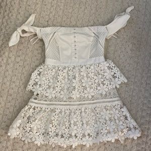 Self-Portrait White Lace Mini Dress